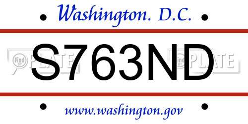 S763ND District Of Columbia License Plate