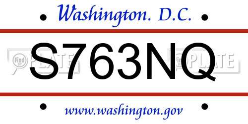 S763NQ District Of Columbia License Plate