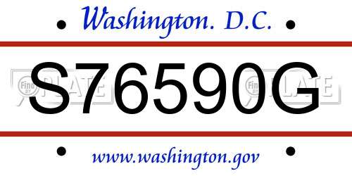 S76590G District Of Columbia License Plate