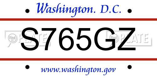 S765GZ District Of Columbia License Plate