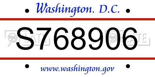 S768906 District Of Columbia License Plate
