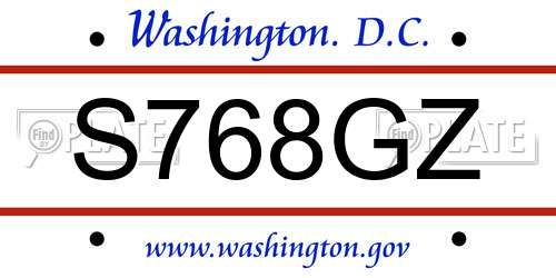 S768GZ District Of Columbia License Plate