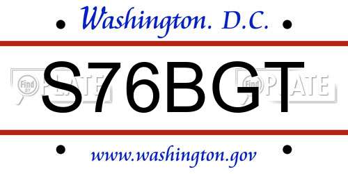 S76BGT District Of Columbia License Plate