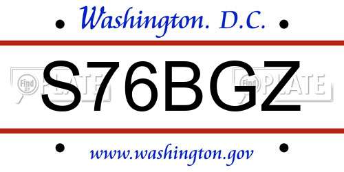 S76BGZ District Of Columbia License Plate
