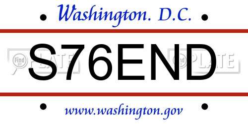 S76END District Of Columbia License Plate