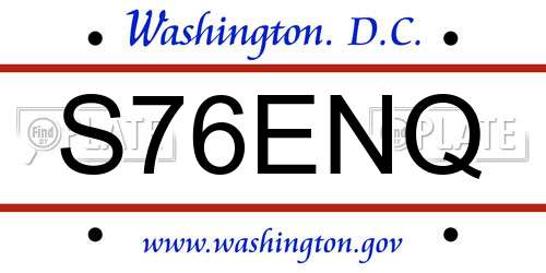 S76ENQ District Of Columbia License Plate