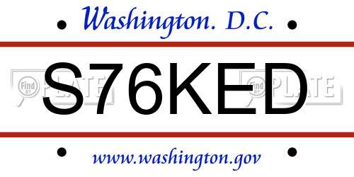S76KED District Of Columbia License Plate