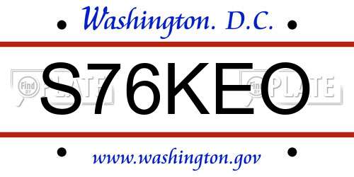 S76KEO District Of Columbia License Plate
