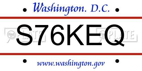S76KEQ District Of Columbia License Plate
