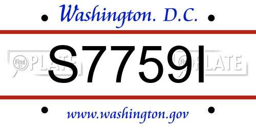 S7759I District Of Columbia License Plate