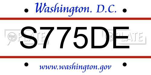 S775DE District Of Columbia License Plate