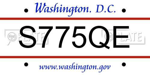 S775QE District Of Columbia License Plate