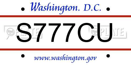 S777CU District Of Columbia License Plate
