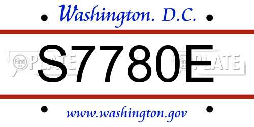 S7780E District Of Columbia License Plate