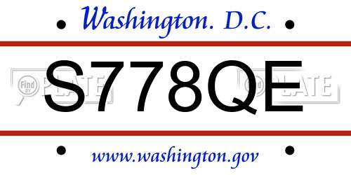 S778QE District Of Columbia License Plate