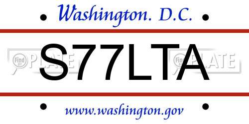 S77LTA District Of Columbia License Plate