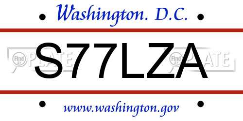 S77LZA District Of Columbia License Plate