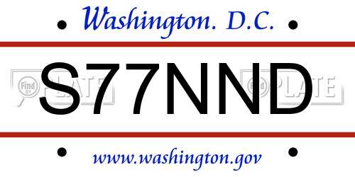 S77NND District Of Columbia License Plate