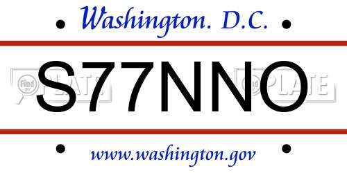 S77NNO District Of Columbia License Plate