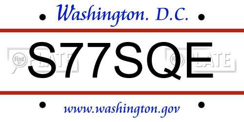S77SQE District Of Columbia License Plate