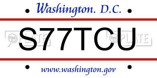 S77TCU District Of Columbia License Plate