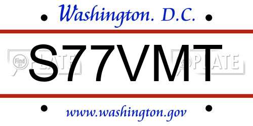 S77VMT District Of Columbia License Plate