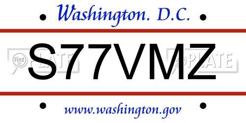 S77VMZ District Of Columbia License Plate