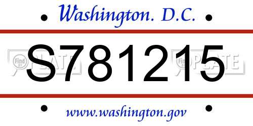 S781215 District Of Columbia License Plate