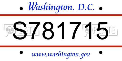 S781715 District Of Columbia License Plate