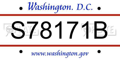 S78171B District Of Columbia License Plate