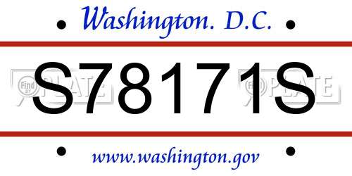 S78171S District Of Columbia License Plate
