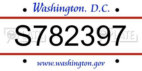 S782397 District Of Columbia License Plate