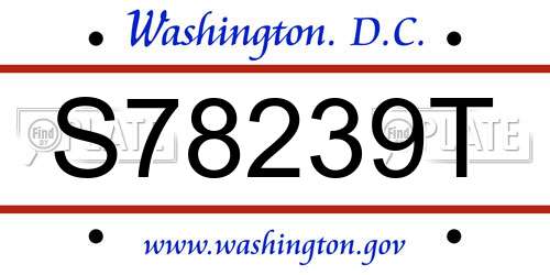 S78239T District Of Columbia License Plate