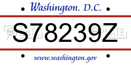 S78239Z District Of Columbia License Plate
