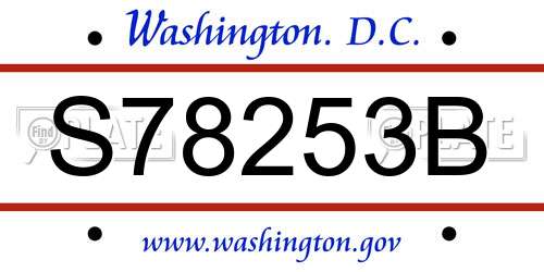 S78253B District Of Columbia License Plate