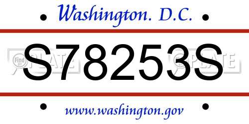 S78253S District Of Columbia License Plate