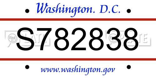 S782838 District Of Columbia License Plate