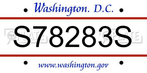 S78283S District Of Columbia License Plate