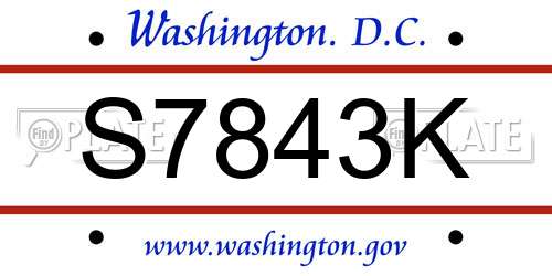 S7843K District Of Columbia License Plate