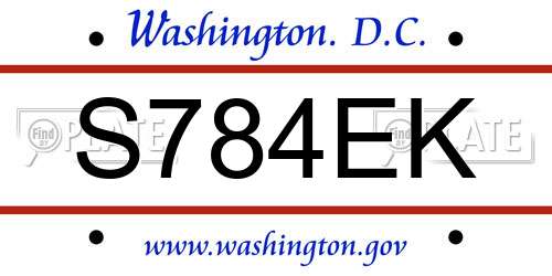 S784EK District Of Columbia License Plate