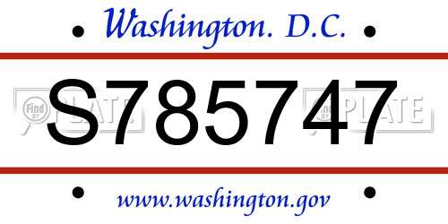 S785747 District Of Columbia License Plate