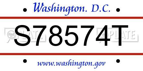 S78574T District Of Columbia License Plate