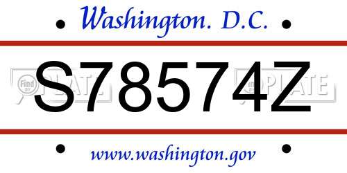 S78574Z District Of Columbia License Plate