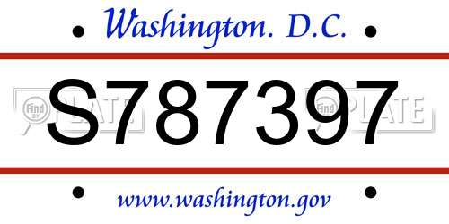 S787397 District Of Columbia License Plate