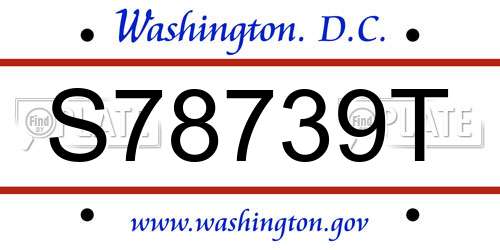 S78739T District Of Columbia License Plate