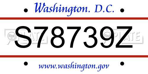 S78739Z District Of Columbia License Plate