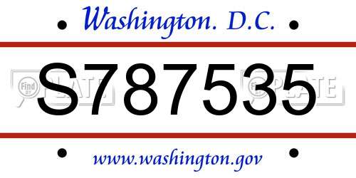 S787535 District Of Columbia License Plate