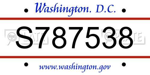S787538 District Of Columbia License Plate