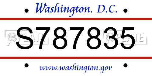S787835 District Of Columbia License Plate