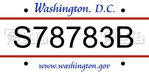 S78783B District Of Columbia License Plate
